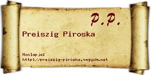 Preiszig Piroska névjegykártya